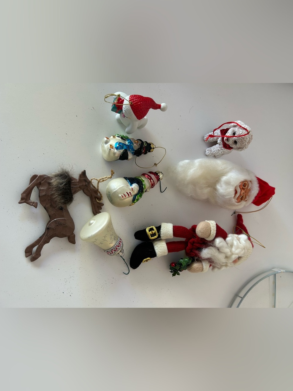 Red Santa and Holiday Ornament Set - Festive Home Accent